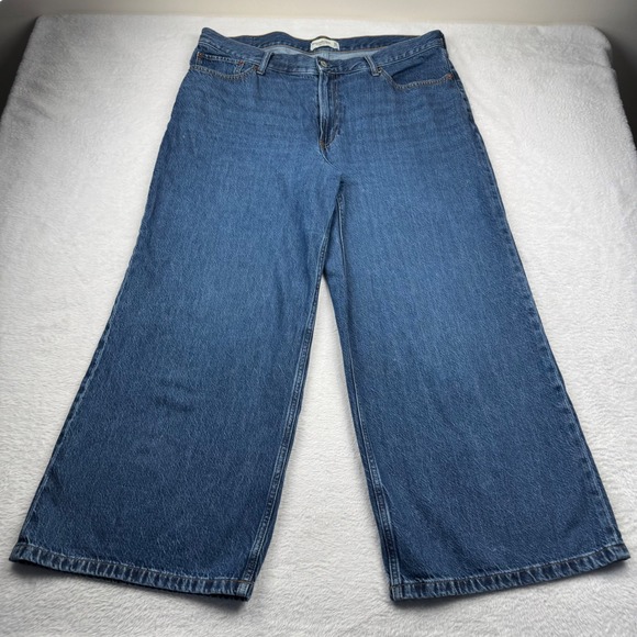 Abercrombie & Fitch Denim - Abercrombie & Fitch The Crop Wide Leg Jeans Womens 33/16L Blue High Rise Denim